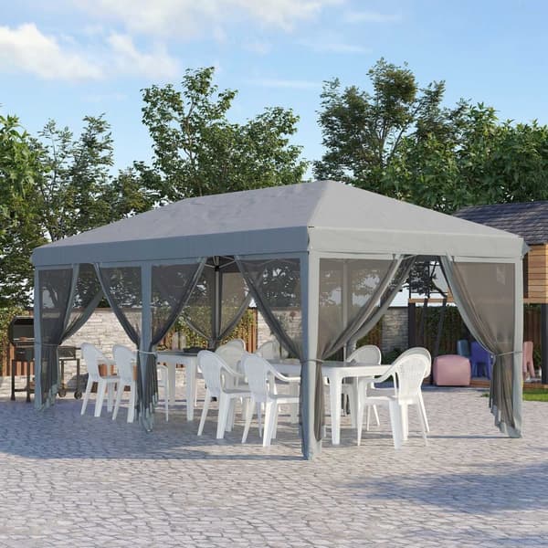 Rootz Garden Pavilion Pop -Up Gazebo - Outdoor Shelter - Event Tent - Myggskydd - 5,85 m x 2,95 m x 2,70 m - Inkluderar transportväska och tillbehör