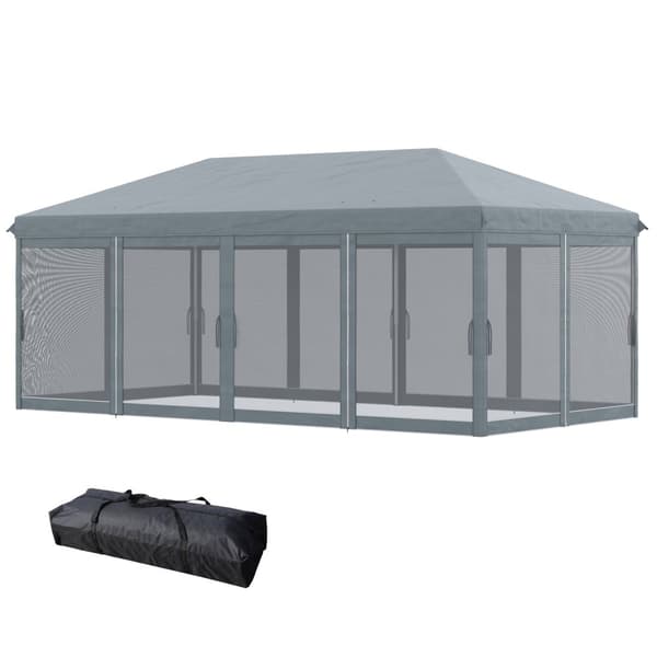 Rootz Garden Pavilion Pop -Up Gazebo - Outdoor Shelter - Event Tent - Myggskydd - 5,85 m x 2,95 m x 2,70 m - Inkluderar transportväska och tillbehör