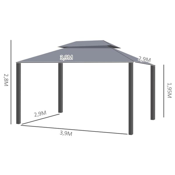 Rootz Garden Pavilion - Ulkoilmavartija - Tapahtumateltta - Kestävä alumiini - 4 x 3 m - Suojaa auringolta ja hyönteisiä - Tyylikäs muotoilu