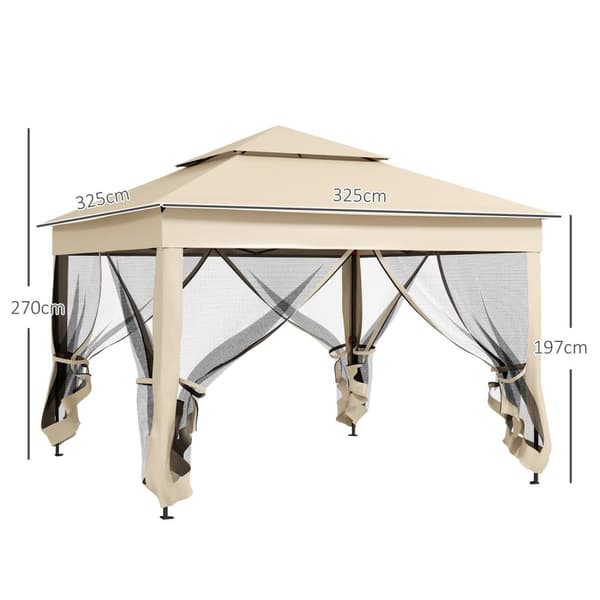 Rootz Garden Pavilion - Pop -up telt - Udendørs lysthus - UV & Mosquito Protection - 3,25 m x 3,25 m x 2,7 m - Vandtæt og bærbar