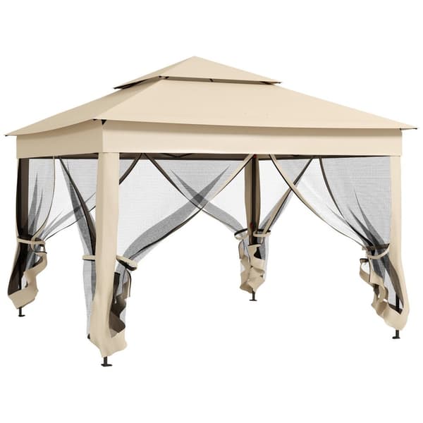 Rootz Garden Pavilion - Pop -up telt - Udendørs lysthus - UV & Mosquito Protection - 3,25 m x 3,25 m x 2,7 m - Vandtæt og bærbar