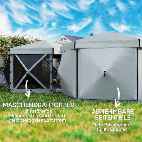 Rootz Garden Pavilion - Garden Telt - Partietelt - Vandtæt & UV -resistent - Grå - 360 cm x 315 cm x 220cm