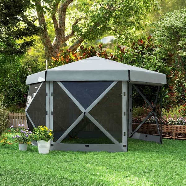 Rootz Garden Pavilion - Garden Telt - Partietelt - Vandtæt & UV -resistent - Grå - 360 cm x 315 cm x 220cm