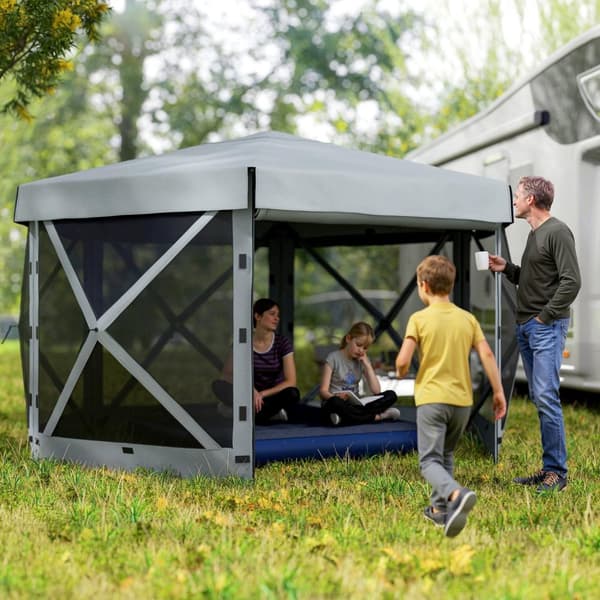 Rootz Garden Pavilion - Garden Telt - Partietelt - Vandtæt & UV -resistent - Grå - 360 cm x 315 cm x 220cm