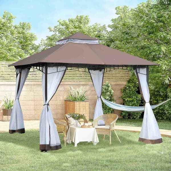 Rootz Garden Pavilion 3x3 - Pergola - huvimaja - hyttyssuojaus - vedenpitävä - 2,95 m x 2,95 m x 2,7 m