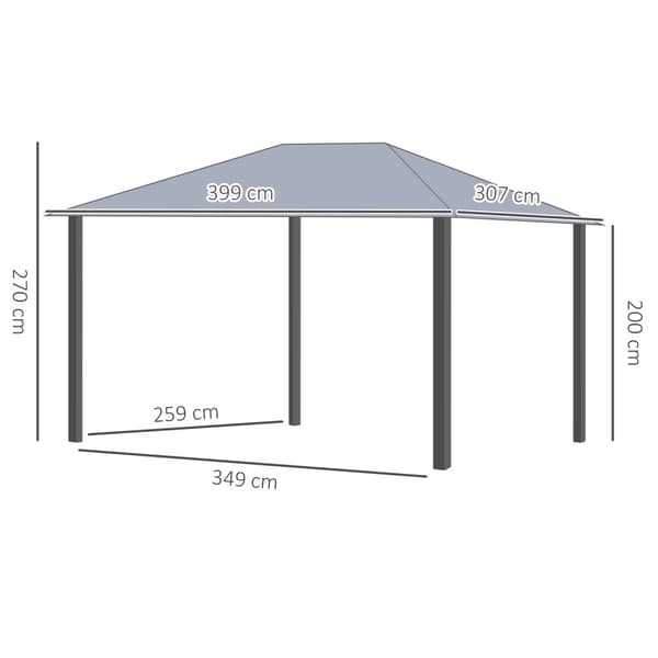 Rootz Garden Pavilion - Terassi suoja - huvimaja - aurinko- ja hyönteisten suojaus - eleganssi ja kestävyys - 399 cm x 307 cm x 270 cm