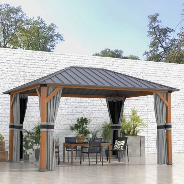 Rootz Garden Pavilion - Terassi suoja - huvimaja - aurinko- ja hyönteisten suojaus - eleganssi ja kestävyys - 399 cm x 307 cm x 270 cm
