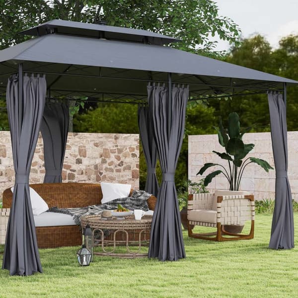Rootz Garden Pavilion - Garden Tent - Terrass Tält - Solar LED -lampor - 400 cm x 300 cm x 275 cm