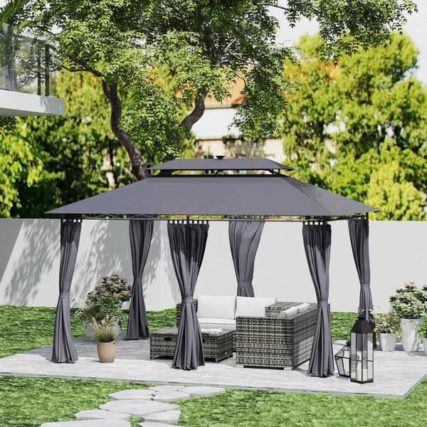 Rootz Garden Pavilion - Garden Tent - Terrass Tält - Solar LED -lampor - 400 cm x 300 cm x 275 cm