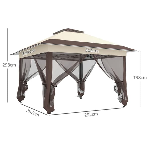 Rootz Garden Pavilion Telt - Pop -up -taitotettava katos - Instant Shelter - UV -suojaus - 3,64m x 3,64 m x 2,98m