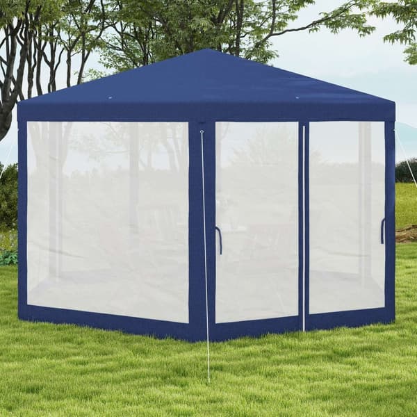 Rootz Garden Pavilion - 6 -hörn Gazebo - Metallramtält - Insektsskydd - 3.94x3.412x2.5m - Blått