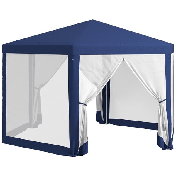 Rootz Garden Pavilion - 6 -hörn Gazebo - Metallramtält - Insektsskydd - 3.94x3.412x2.5m - Blått