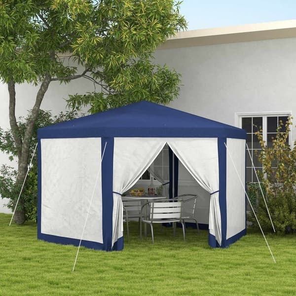 Rootz Garden Pavilion - 6 -hörn Gazebo - Metallramtält - Insektsskydd - 3.94x3.412x2.5m - Blått