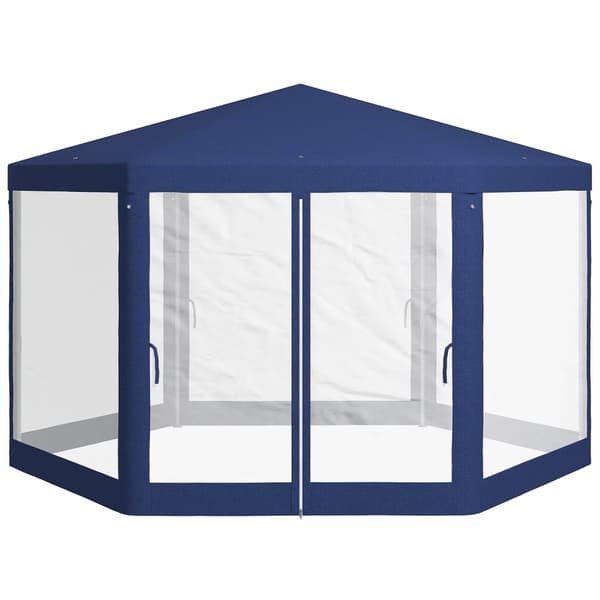 Rootz Garden Pavilion - 6 -hörn Gazebo - Metallramtält - Insektsskydd - 3.94x3.412x2.5m - Blått