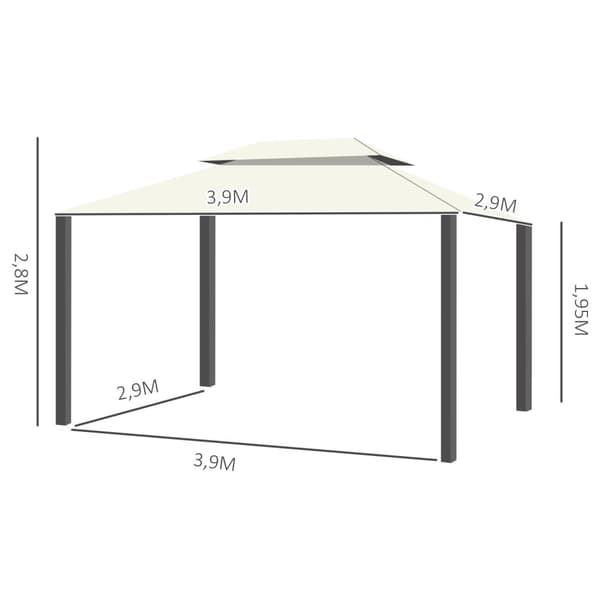 Rootz Garden Pavilion - Gazebo - Outdoor Shelter - Insect Protection - 3,9 m x 2,9 m x 2,8 m