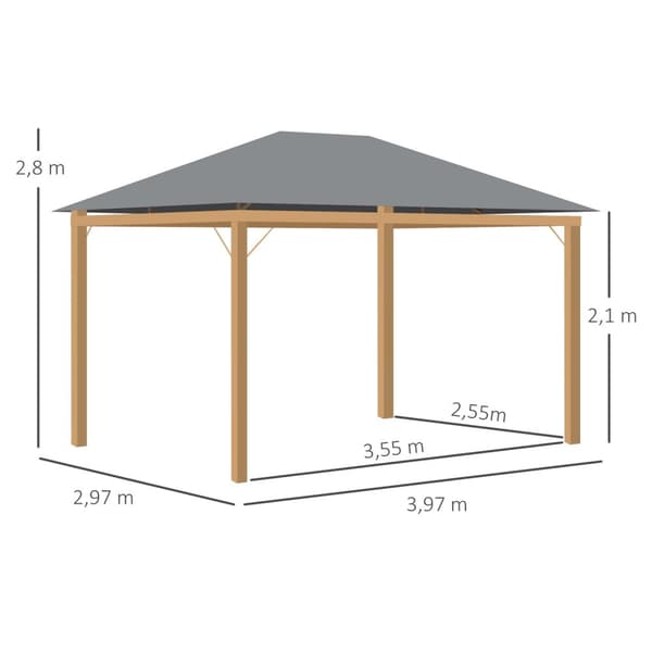 Rootz Garden -paviljonki verhoilla - ulkoilma - aurinko suoja - polyesterikatto - 397 cm x 297cm x 280cm