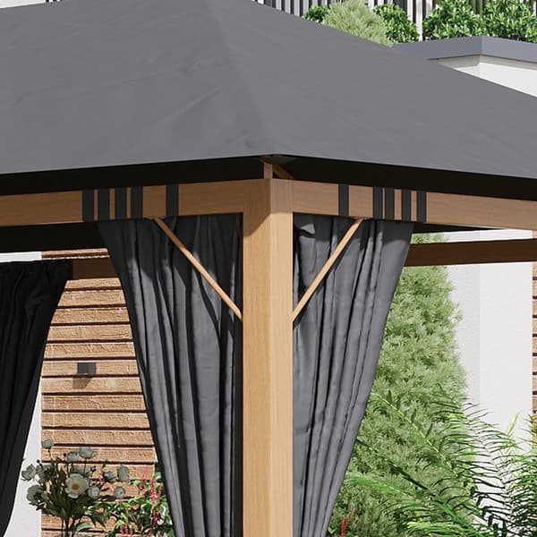 Rootz Garden -paviljonki verhoilla - ulkoilma - aurinko suoja - polyesterikatto - 397 cm x 297cm x 280cm