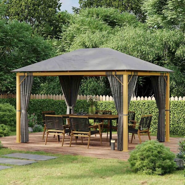 Rootz Garden -paviljonki verhoilla - ulkoilma - aurinko suoja - polyesterikatto - 397 cm x 297cm x 280cm