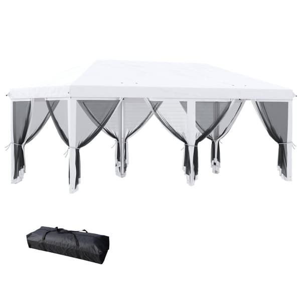 Rootz Garden Pavilion Pop -Up Tent - Gazebo - Foldbar Shelter - Mosquito Protection - 5,85 m x 2,95 m x 2,70 m