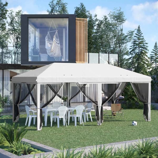 Rootz Garden Pavilion Pop -Up Tent - Gazebo - Foldbar Shelter - Mosquito Protection - 5,85 m x 2,95 m x 2,70 m