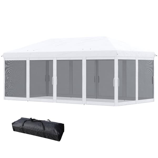 Rootz Garden Pavilion Pop -Up Tent - Gazebo - Foldbar Shelter - Mosquito Protection - 5,85 m x 2,95 m x 2,70 m