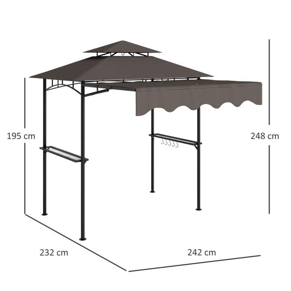 Rootz Grill Pavilion - Garden Shelter - Udendørs baldakin - Vejrbeskyttelse - 242x149x248 cm - Perfekt til sikker og røgfri grillning!