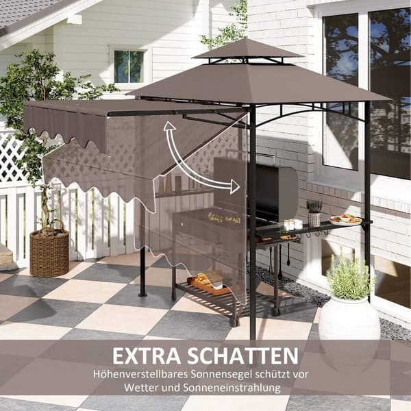 Rootz Grill Pavilion - Garden Shelter - Udendørs baldakin - Vejrbeskyttelse - 242x149x248 cm - Perfekt til sikker og røgfri grillning!