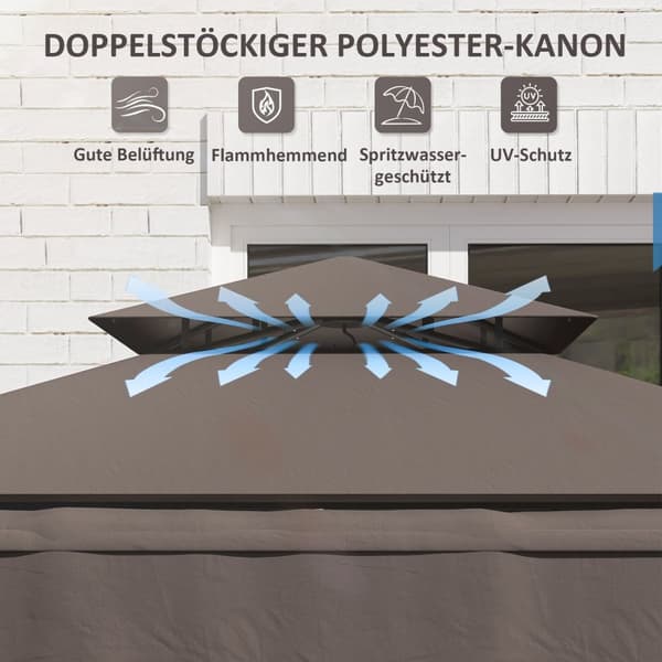 Rootz Grill Pavilion - Garden Shelter - Udendørs baldakin - Vejrbeskyttelse - 242x149x248 cm - Perfekt til sikker og røgfri grillning!