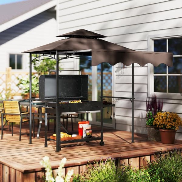 Rootz Grill Pavilion - Garden Shelter - Udendørs baldakin - Vejrbeskyttelse - 242x149x248 cm - Perfekt til sikker og røgfri grillning!
