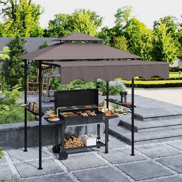 Rootz Grill Pavilion - Garden Shelter - Udendørs baldakin - Vejrbeskyttelse - 242x149x248 cm - Perfekt til sikker og røgfri grillning!
