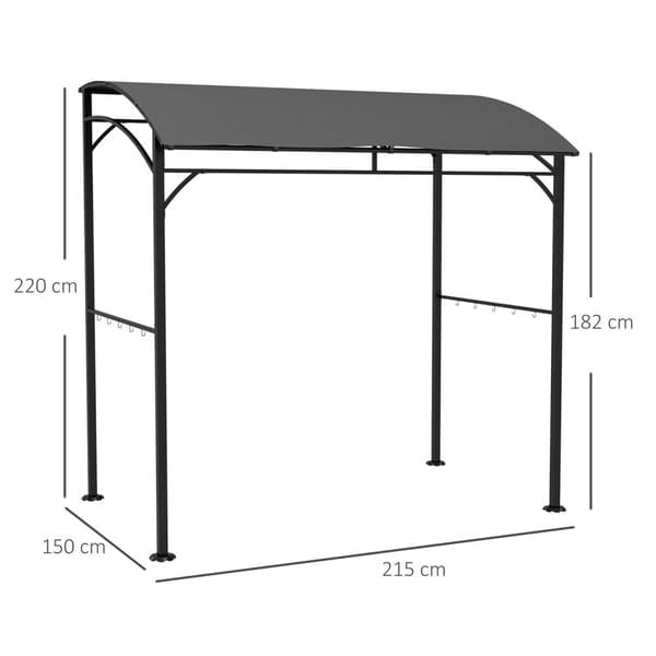 Rootz Grill Pavilion - Grill Roofing - Regnbeskyttelse - Redskabskroge - Stålrammer - 215 cm x 150 cm x 220 cm