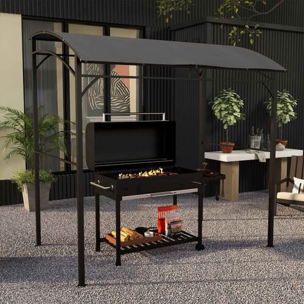 Rootz Grill Pavilion - Grill Roofing - Regnbeskyttelse - Redskabskroge - Stålrammer - 215 cm x 150 cm x 220 cm