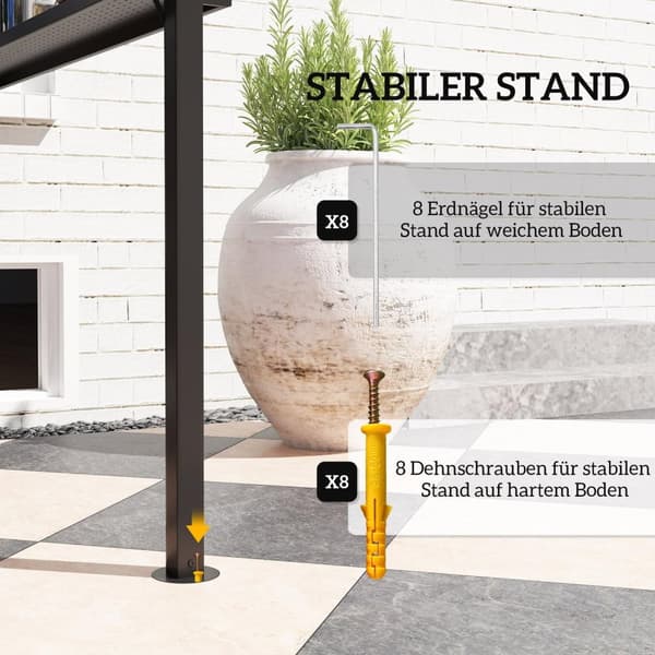 Rootz Grill Pavilion - Outdoor Shelter - BBQ Canopy - Vattentät metalltak - 250 x 160 x 250 cm