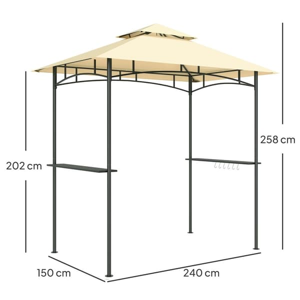 Rootz Grill Pavilion With LED - Garden Gazebo - BBQ Shelter - Water -avvisande & flam -retardant - 240 x 150 x 258 cm