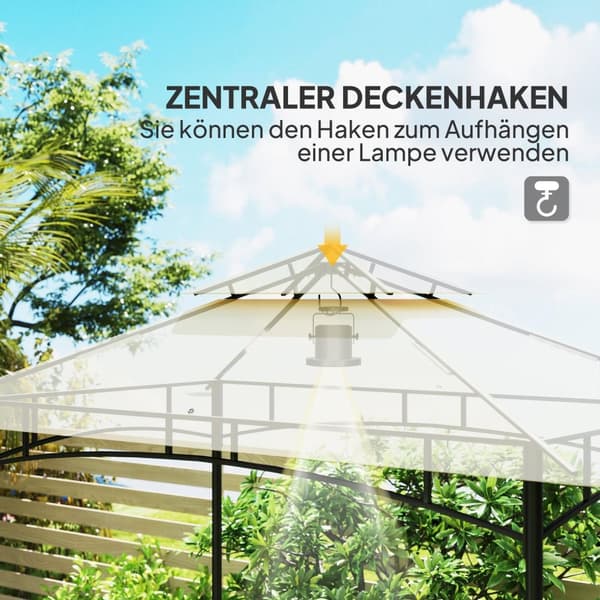 Rootz Grill Pavilion With LED - Garden Gazebo - BBQ Shelter - Water -avvisande & flam -retardant - 240 x 150 x 258 cm