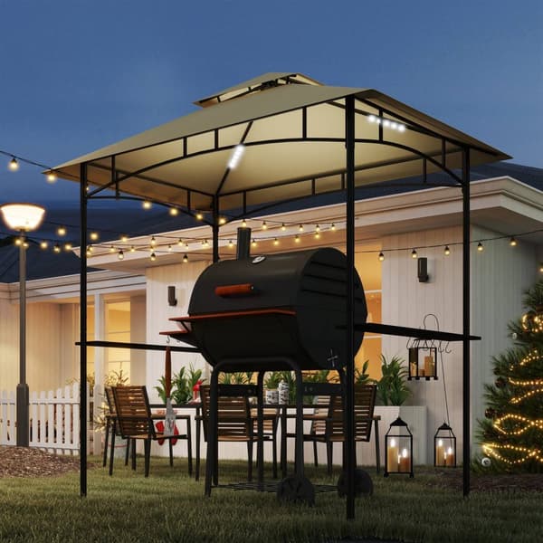 Rootz Grill Pavilion With LED - Garden Gazebo - BBQ Shelter - Water -avvisande & flam -retardant - 240 x 150 x 258 cm
