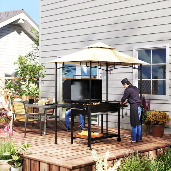 Rootz Grill Pavilion With LED - Garden Gazebo - BBQ Shelter - Water -avvisande & flam -retardant - 240 x 150 x 258 cm