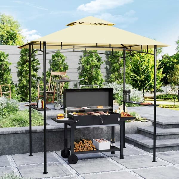 Rootz Grill Pavilion With LED - Garden Gazebo - BBQ Shelter - Water -avvisande & flam -retardant - 240 x 150 x 258 cm