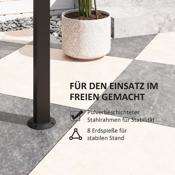 Rootz Grill Pavilion - Udendørs husly - BBQ Gazebo - Stålrammer - Solbeskyttelse - 1,1 m x 2,3 m - Grå
