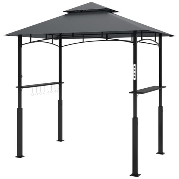 Rootz Grill Pavilion - Garden Grill Telt - BBQ Shelter - Perfect Air Circulation - 243L x 148b x 248H cm - LED -belysning og krydderihylder