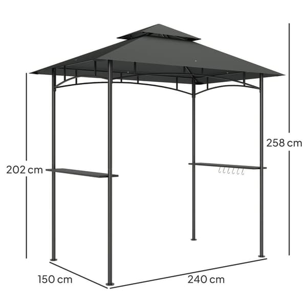 Rootz Grill Pavilion - Outdoor Canopy - BBQ Shelter - Flame -retardant & Water -avvisande - 240 cm x 150 cm x 258 cm
