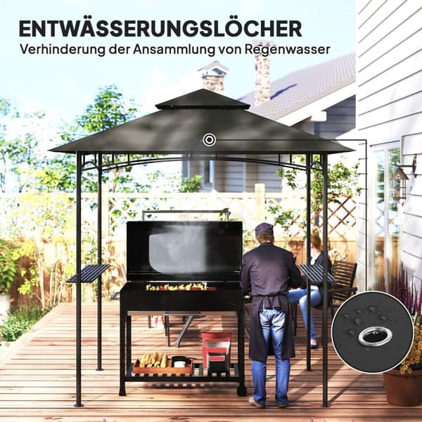 Rootz Grill Pavilion - Outdoor Canopy - BBQ Shelter - Flame -retardant & Water -avvisande - 240 cm x 150 cm x 258 cm