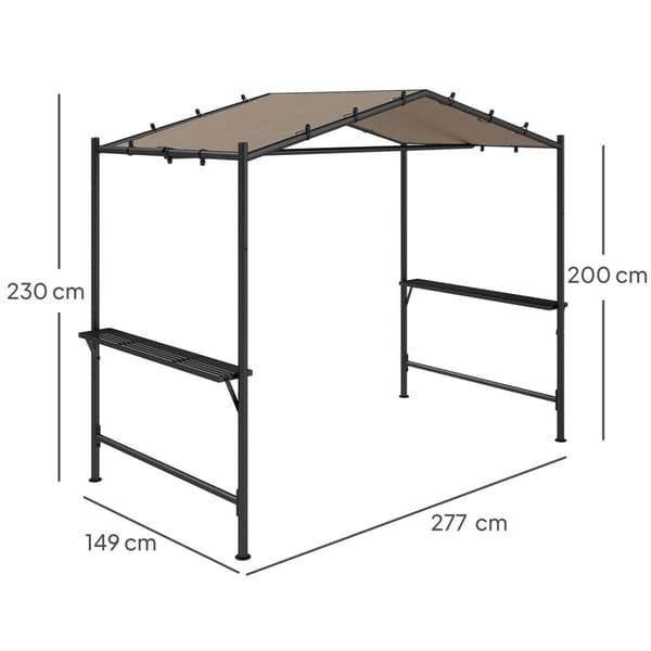 Rootz Grill -teltta huvimaja - Pavilion Shelter - Säänkestävä katto - Suojainen suunnittelu - 277 x 149 x 230 cm