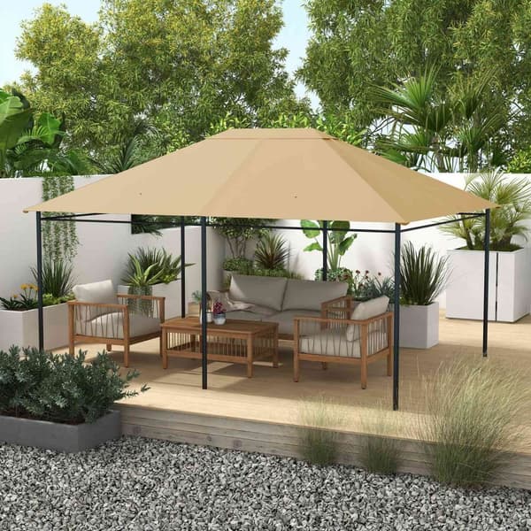 Rootz -paviljongin vaihtokatto - Baldachin - Canopy Top - Sääkestävä ja UV30+ - 397cm x 297cm - Khaki