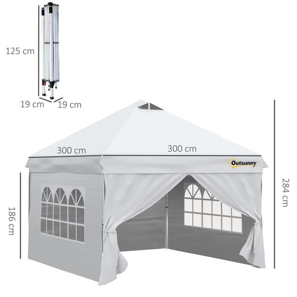 Rootz Pop -Up Garden Pavilion - Barnum Tent - Event Canopy - Easy Setup - 300cm x 300 cm x 284 cm