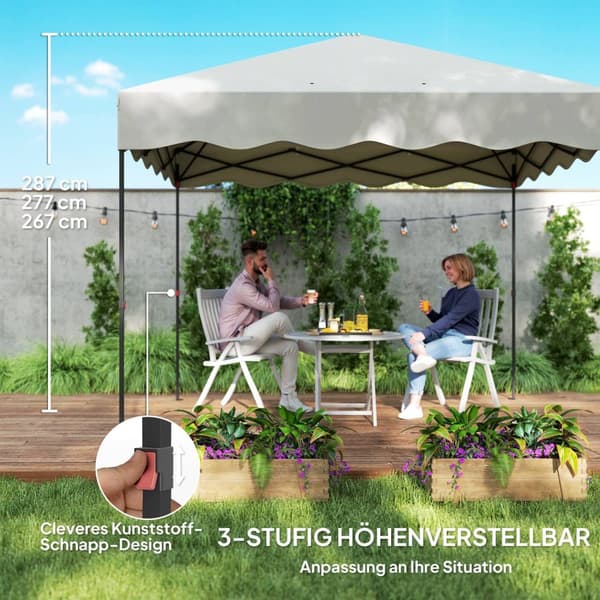Rootz Pop -Up Pavilion - Garden Tält - Höjdjusterbar tak - UPF50+ Oxford Fabric - 297x297x287cm, grå