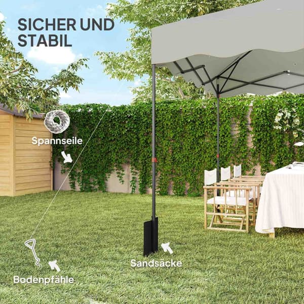 Rootz Pop -Up Pavilion - Garden Tält - Höjdjusterbar tak - UPF50+ Oxford Fabric - 297x297x287cm, grå