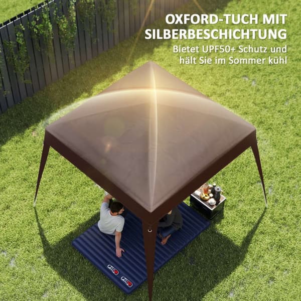 Rootz Pavilion Replacement Roof - Tarpaulin - Telt Cover - UPF50+ Sun Protection - Oxford Fabric - 240 cm x 240 cm (øverst) 300 cm x 300 cm (base)