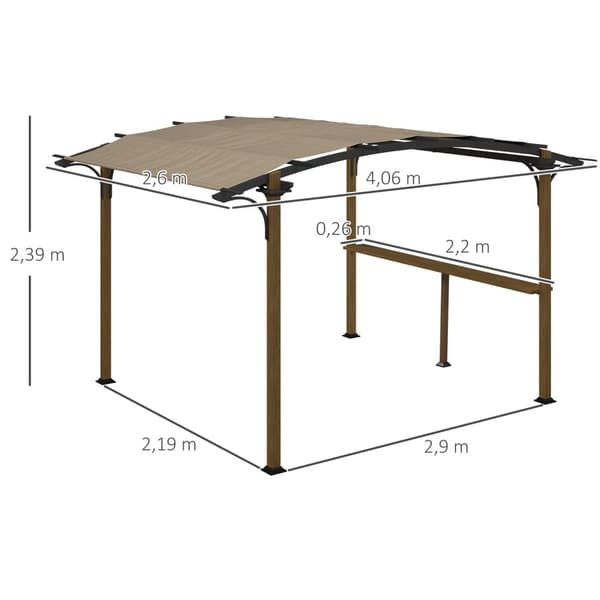 Rootz Pergola Garden Pavilion - Udendørs skygge - Vejrbestandig - UV -beskyttelse - 406 cm x 260 cm x 239 cm