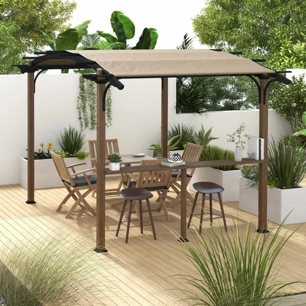 Rootz Pergola Garden Pavilion - Udendørs skygge - Vejrbestandig - UV -beskyttelse - 406 cm x 260 cm x 239 cm